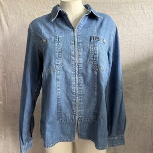 VTG Pepe Jeans London Women's Denim Jacket Sz M Full Zip medium Wash barn '94